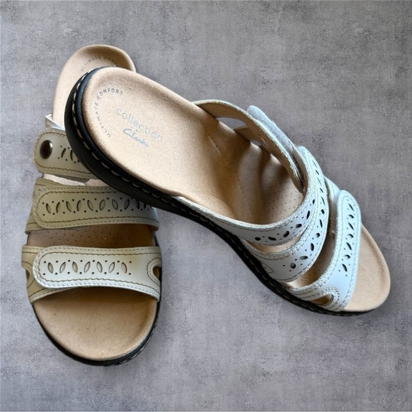 Clarks® Laurieann Dee Women's Leather Slide Sandals - Picture 3 of 5
